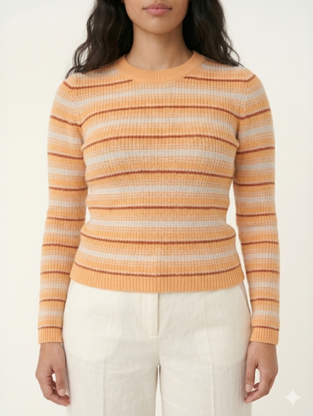 A.L.C Milo Ribbed Knit Cropped Sweater Stripe Slim Fit Size S